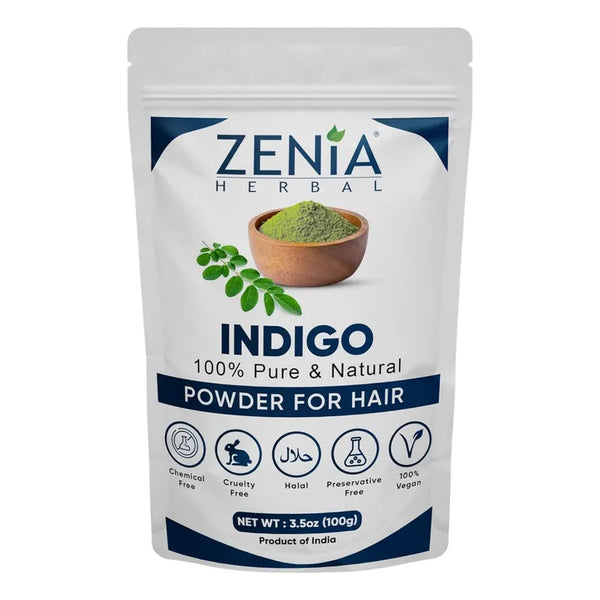 Tinte Natural Zenia Para Cabello Y Barba Con Indigo 3.5 Oz Sin Quimicos