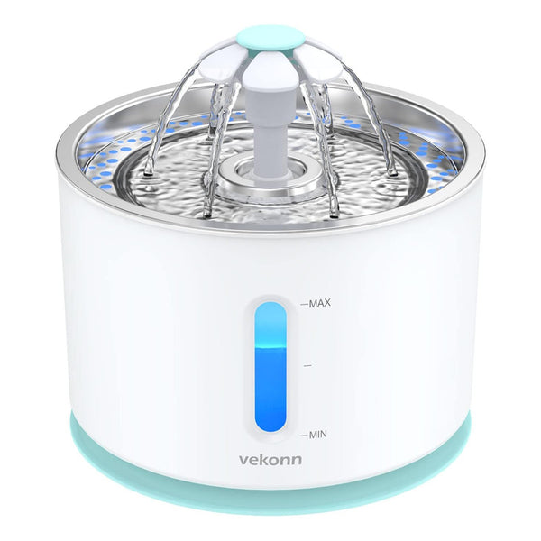 Fuente De Agua Para Gatos 3 Filtros De 2.4 Lt Con Ventana Verde