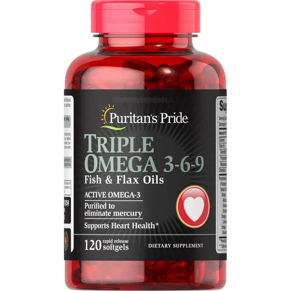 Aceites Omega 3 6 9 De Pescado Y Lino Puritans Pride 1000 Mg 120 Cápsulas