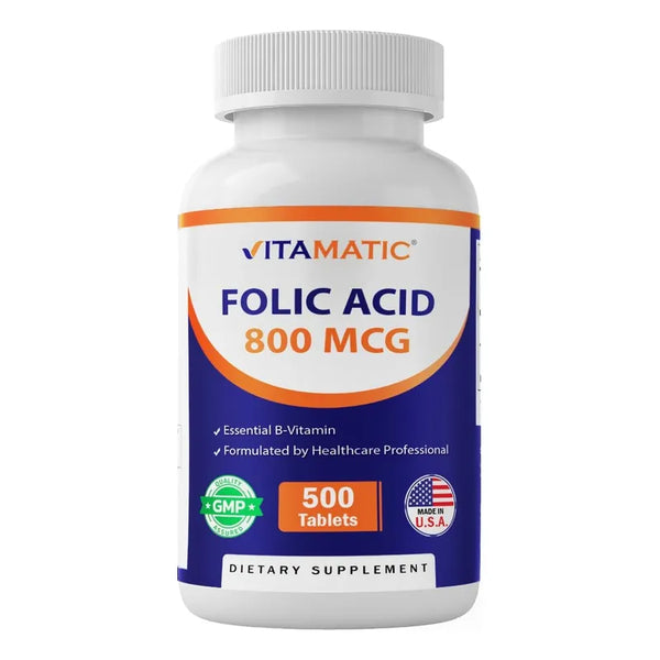 Acido Folico 800mcg 500 Tabletas Vitamina B9 Salud Prenatal
