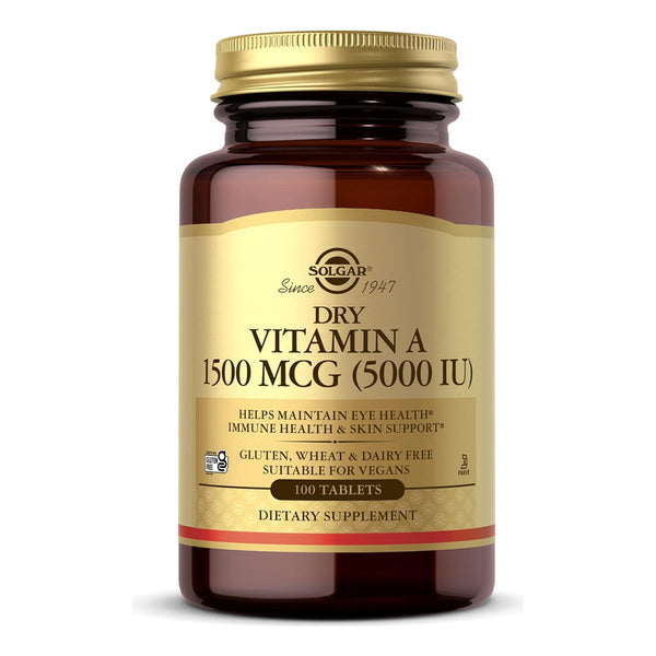 Vitamina A Seca Solgar Piel Sana Ojos Fuertes 100 Tabletas