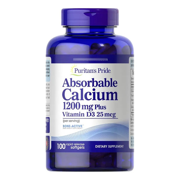 Calcio Absorbible 1200 Mg Con Vitamina D 100 Cápsulas Puritans Pride