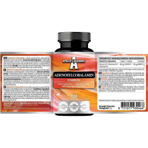 Adenosilcobalamina 120 Tabletas Vitamina B12 Suplemento Energético