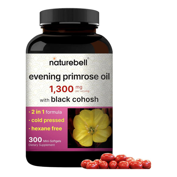 Aceite De Onagra Con Cohosh Negro 1300 Mg 300 Capsulas NatureBell