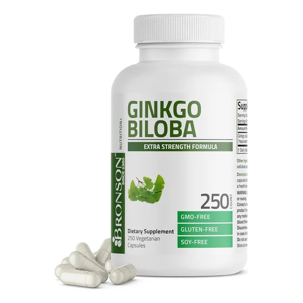 Bronson Ginkgo Biloba Extra Strength 250 Cápsulas Para Memoria Y Concentración