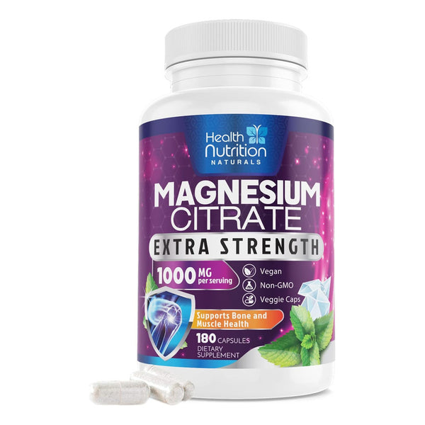 Citrato De Magnesio 1000 Mg Apoyo Muscular Y Óseo 180 Capsulas