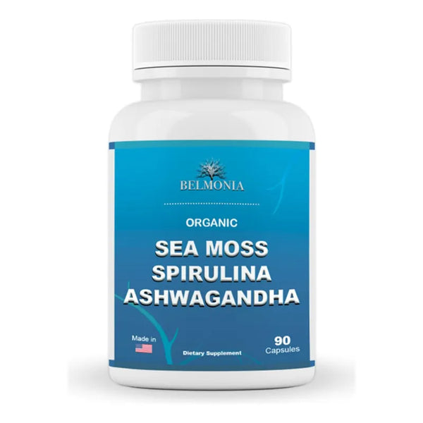 Capsulas De Musgo Marino Organico Con Espirulina Y Ashwagandha 90 Unidades