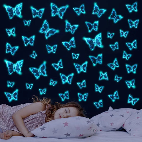 48 Piezas Brillan En La Oscuridad Calcomanías Mariposa