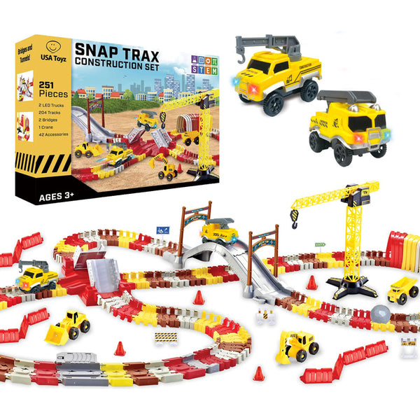 Snap Trax Juego de Pistas LED y Camiones de Construcción 251 Piezas para Niños