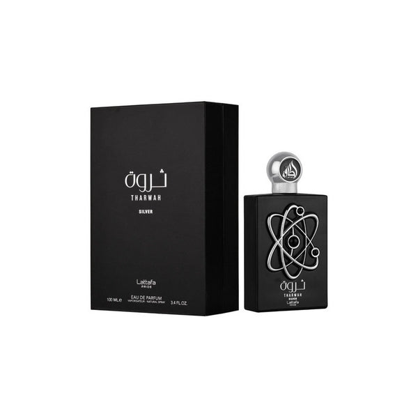Perfume Tharwah Silver De Lattafa Para Hombre Edp 100ml Fragancia Sofisticada Y Duradera
