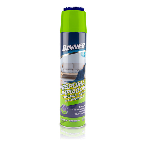 Binner Limpia Tapiceria Telas Y Alfombras Espuma Aerosol 600ml Revitaliza Y Refresca