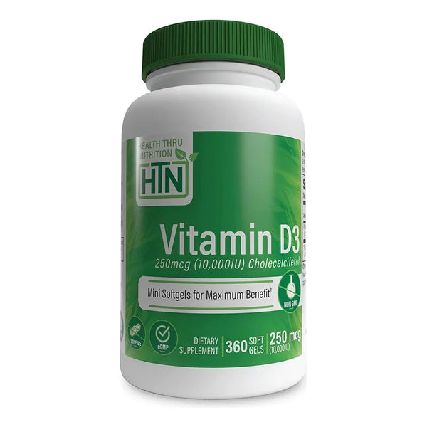 Vitamina D3 10000 IU 360 Capsulas Blandas Colecalciferol Salud