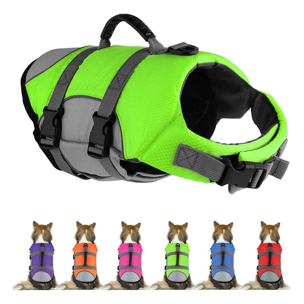 Chaleco Salvavidas Ajustable Para Perros Con Asa Reflectante De Alta Flotabilidad