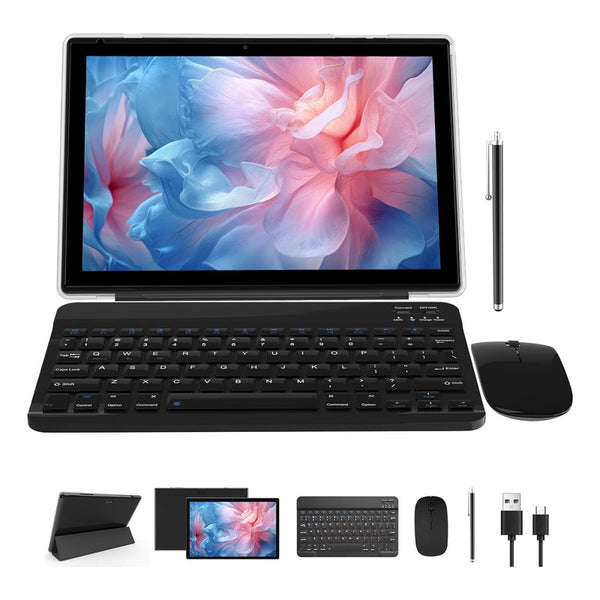 Tablet 2 En 1 Con Android 12 Teclado Mouse Y Funda Pantalla Hd 10 Pulgadas