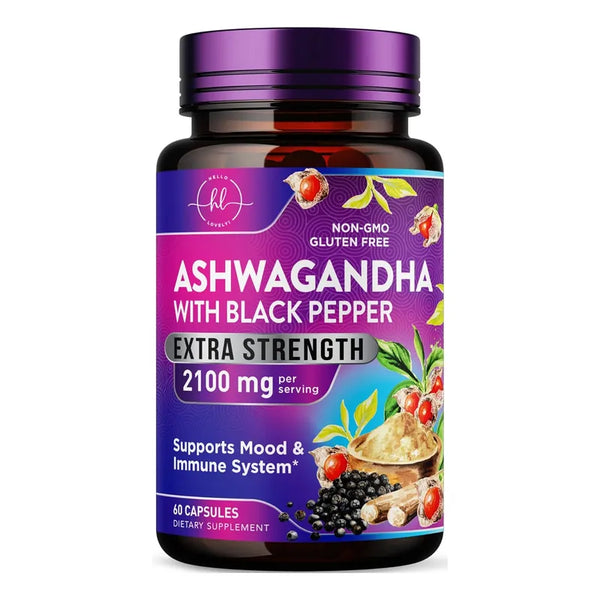 Ashwagandha 2100 Mg Extra Fuertes Cápsulas Vegetales Bienestar Holístico