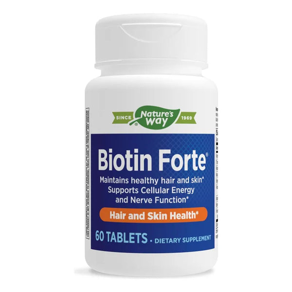 Biotin Forte Nature's Way Salud Cabello Piel 60 Tabletas Vegano