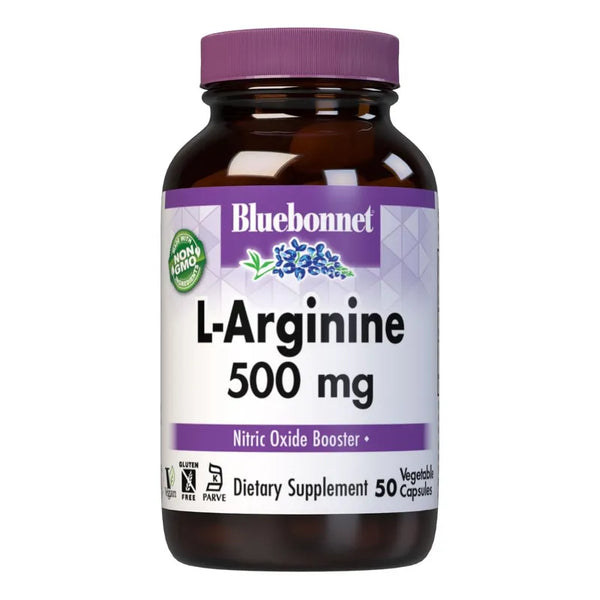 Bluebonnet L-Arginina 500 Mg Aminoácido Vegano Sin Gluten