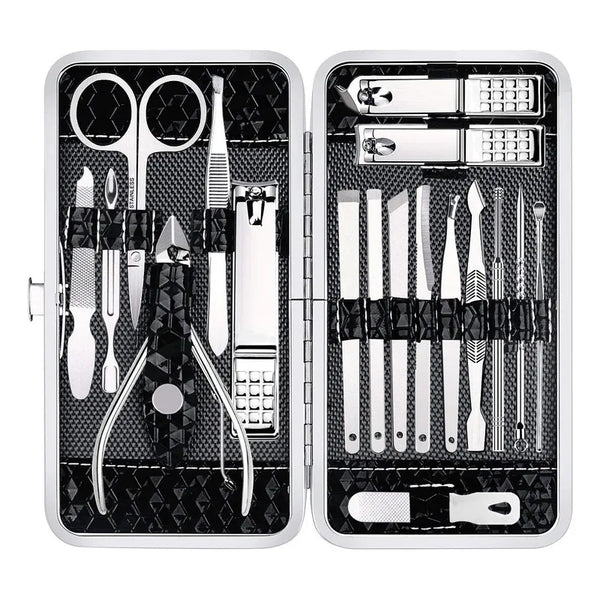 Set Manicure Profesional 18 Piezas Aseo De Uñas De Acero Inoxidable