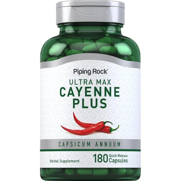Capsulas De Pimienta De Cayena Con Jengibre Y Bayas De Espino Piping Rock 180 Unidades