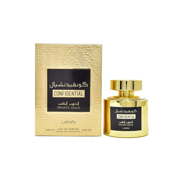 Lattafa Confidential Private Gold Edp 100 Ml Unisex Perfume Intenso Larga Duración