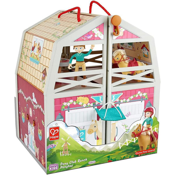 Hape Pony Ranch Barn Stable Club Playset Dos Niveles Y Accesorios Para Niños