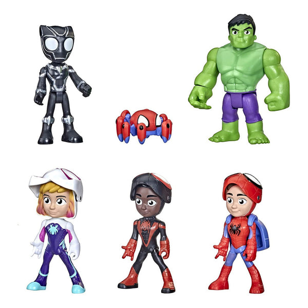 Figuras De Acción Spidey Y Sus Amigos Marvel Hasbro Con Máscara Abatible Set 6 Unidades