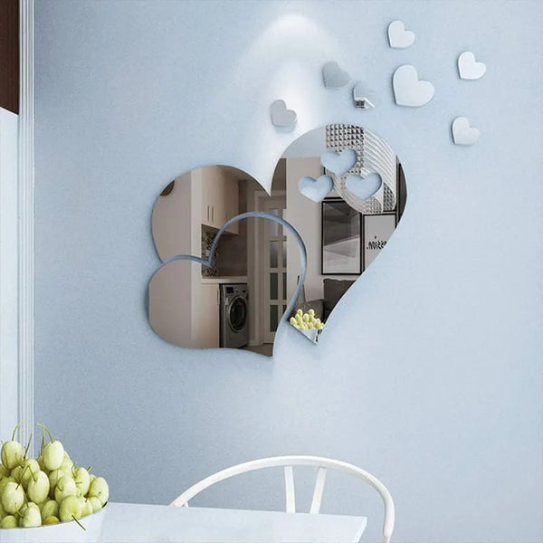 Pegatinas De Pared Con Espejo Forma Corazon 23 Unidades Decoracion CCINEE