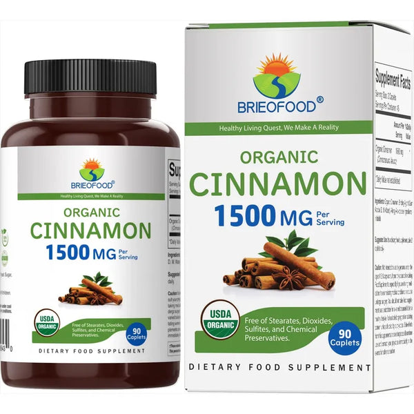 Canela Organica 1500 Mg 90 Tabletas Veganas Saludable y Sin Gluten