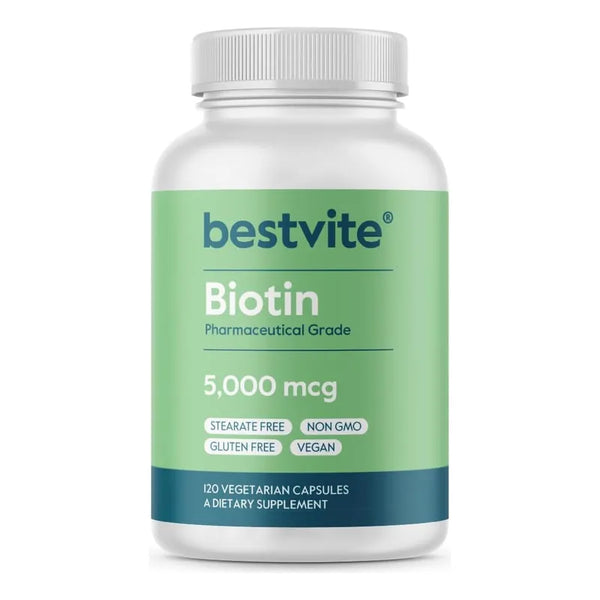 Biotina 5000 Mcg Para Cabello Piel Y Uñas 120 Cápsulas Vegetarianas