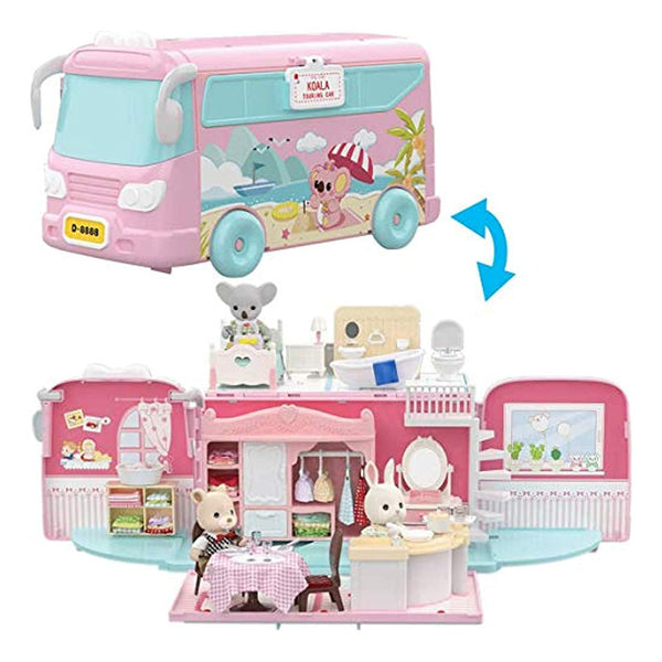 Mitcien Dollhouse Playset Casa De Muñecas Caravana Portátil Para Niños Con Más De 60 Piezas