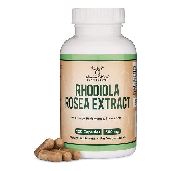 Rhodiola Rosea 500 Mg Double Wood Suplemento Vegano Adaptógeno 120 Caps