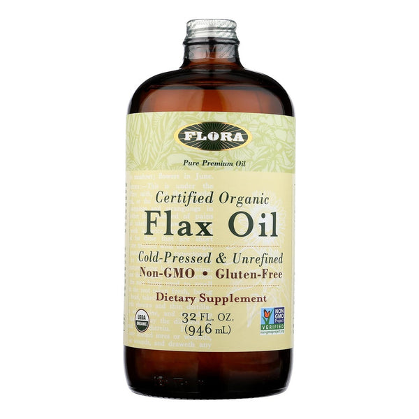Aceite De Semilla De Lino Organico Flora 250 Ml Prensado En Frio
