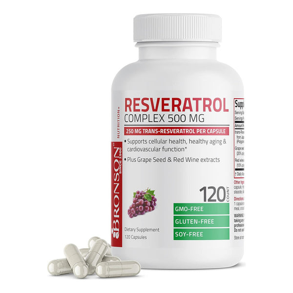 Resveratrol 500 Complex Bronson Extracto De Vino Tinto Vegano