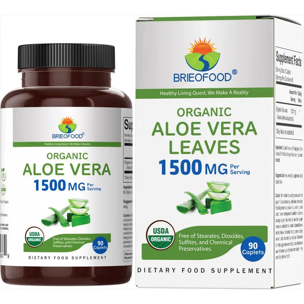 Aloe Vera Orgánico 1500 Mg 90 Tabletas Vegetarianas Sin Gluten