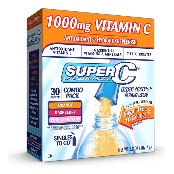 Paquete Variado Bebida Para Llevar Naranja Super C Vitaminas y Electrolytos