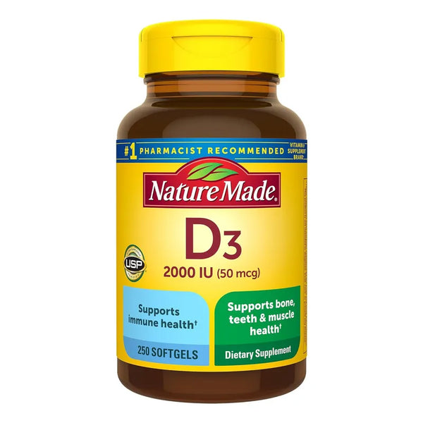 Vitamina D3 2000 Ui 250 Cápsulas Nature Made Salud Ósea E Inmunológica