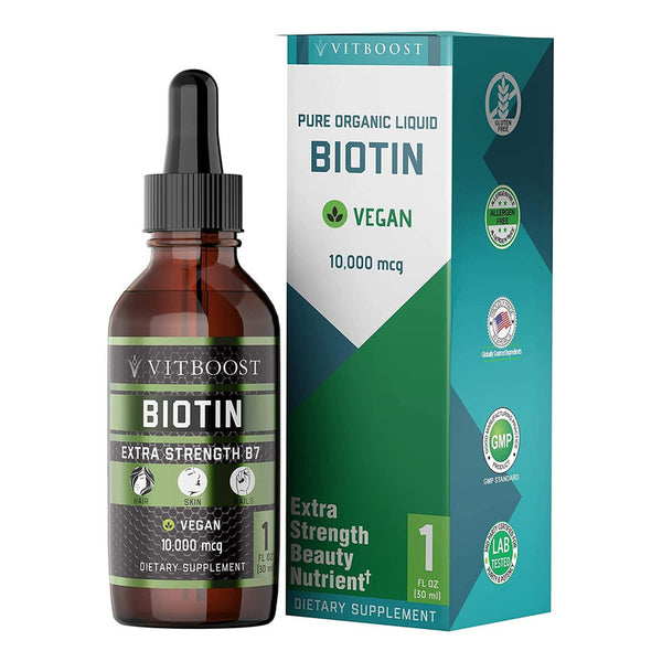 Biotina Sublingual Organica Extra Fuerte 10000 Mcg Para Cabello Y Uñas Saludables