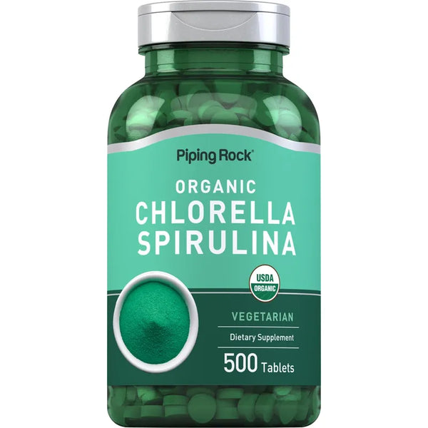 Capsulas De Chlorella Y Espirulina 500 Unidades Suplemento Vegetariano Sin Gluten