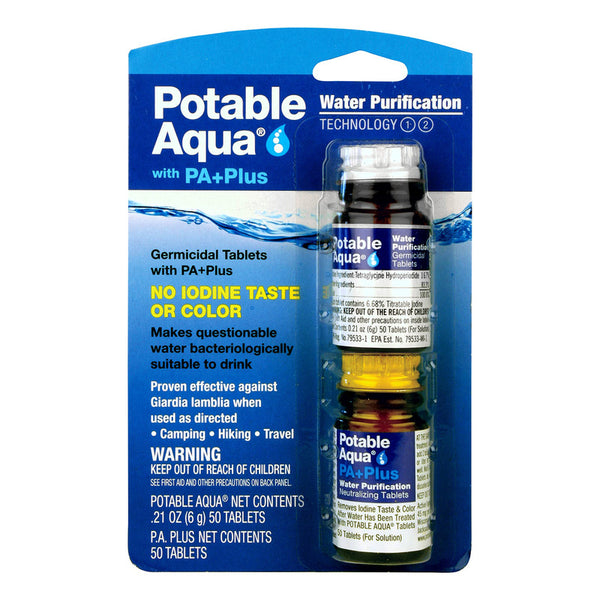 Tabletas De Purificación Aqua Pa Plus 50ct Sin Sabor Ideales Emergencias