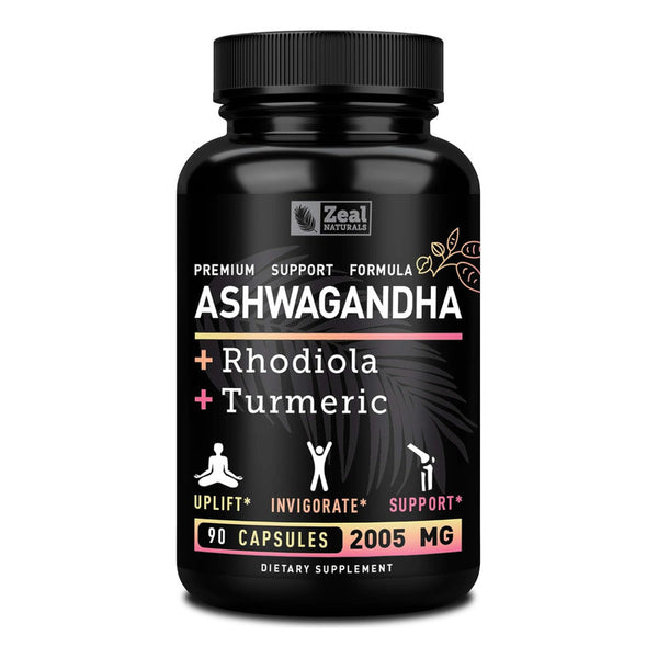 Ashwagandha Rhodiola Rosea Curcuma 100 Puro 2005 Mg 90 Cap Suplemento Bienestar
