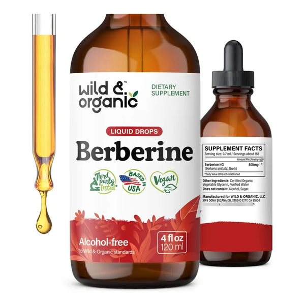 Berberine Drops Suplemento Líquido 500mg Apoyo Bienestar Vegano