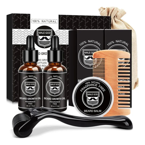 Kit Crecimiento Barba Male God Completo Con Peine Y Aceite