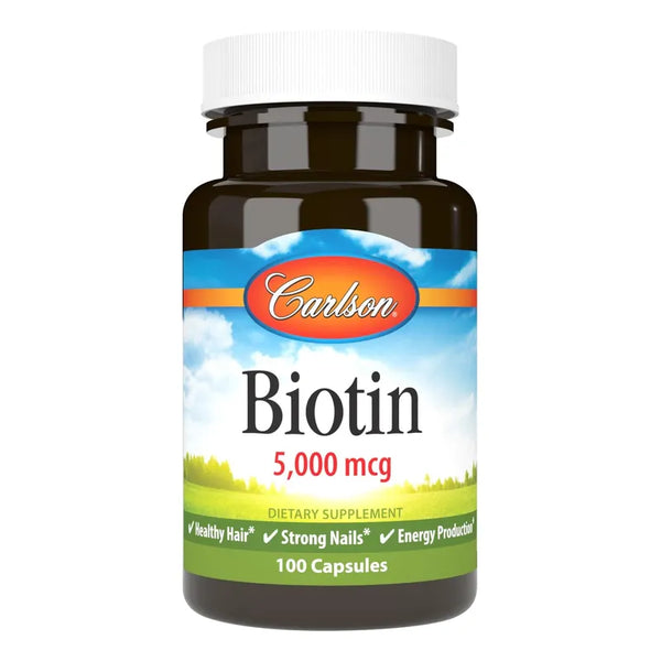 Biotina 5000 Mcg 100 Cápsulas Cabello Saludable Uñas Fuertes