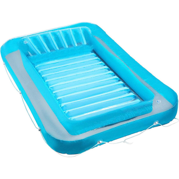 Flotador Inflable para Piscina de Bronceado 70 Pulgadas Azul con Reposacabezas Extraíble