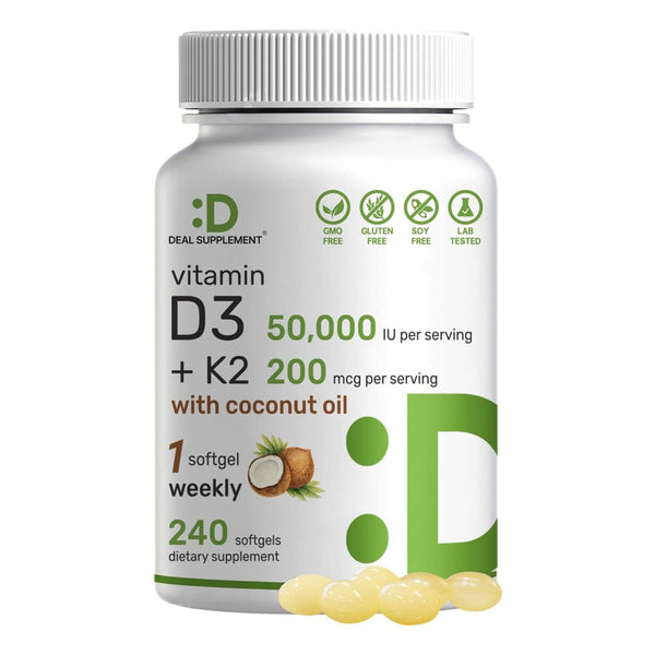 Vitamina D3 50000 Ui K2 200mcg Promueve Salud Del Corazon Huesos Dientes