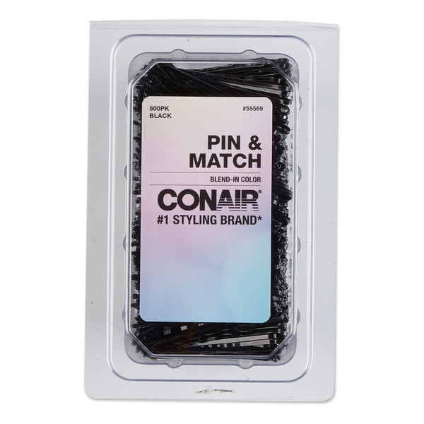 Horquillas Para El Pelo Bobby De Conair Negro Juego De 500 Con Funda De Almacenamiento