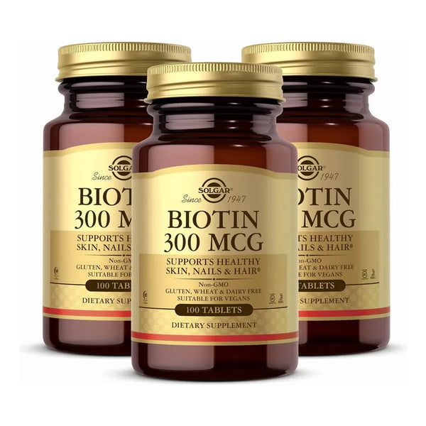 Capsulas De Biotina 300 Mcg Solgar Para Piel Cabello Y Uñas Saludables