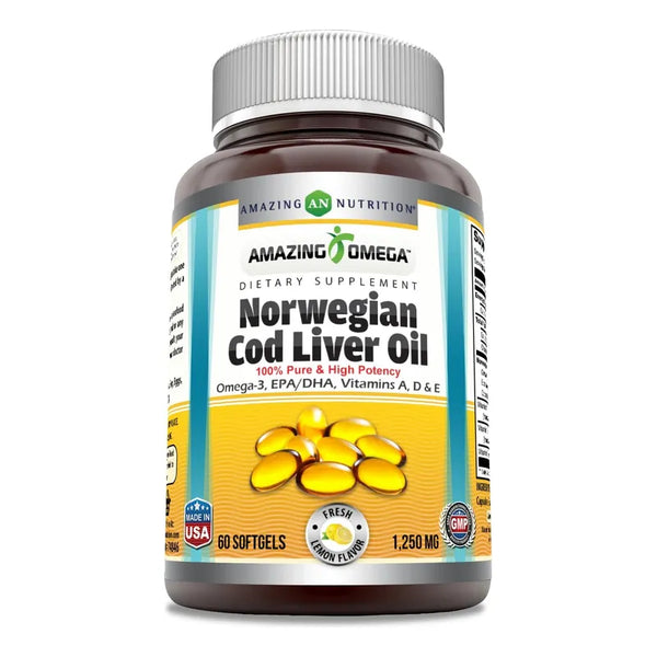 Aceite De Hígado De Bacalao Noruego 1250 Mg Cápsulas Blandas Omega 3 Vitaminas