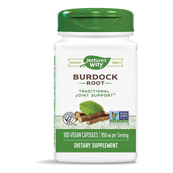 Raíz De Bardana 950 Mg 100 Cápsulas Vegan Natures Way Sin Gluten