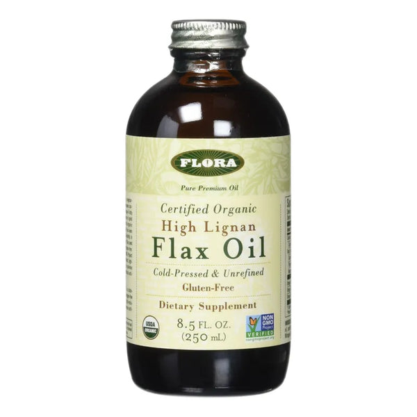 Aceite De Lino Organico Alta Lignana Prensado En Frio 8.5 Oz Saludable